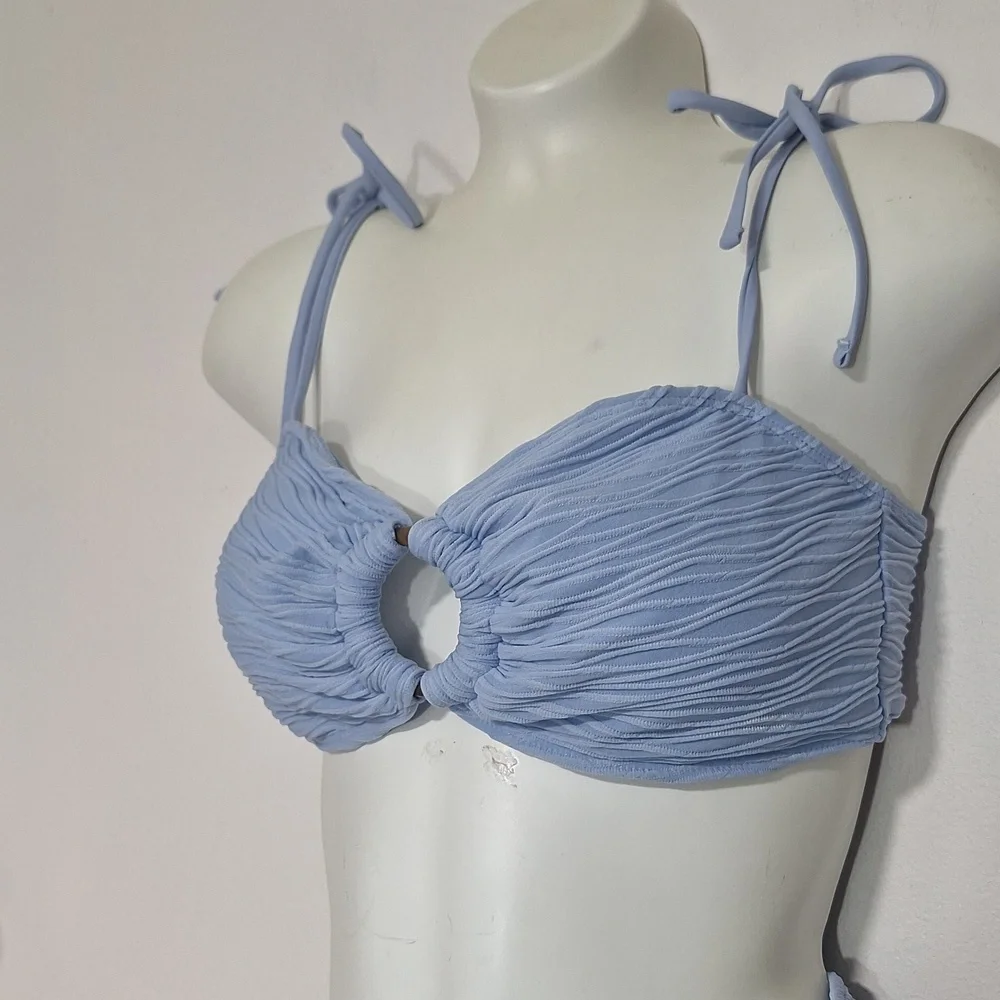 Zaful Light Blue Textured Bikini Set